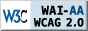 Icona de conformidade co Nivel Dobre-A,  das Directrices de Accesibilidad para o  Contido Web 2.0 del W3C-WAI